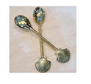 Cuillère à soupe en laiton personnalisée Cuillère de service à salade en laiton de qualité supérieure Longue poignée simple Poignée en laiton massif - Product Image 4