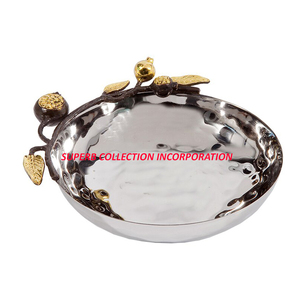 Cuenco decorativo para servir de acero inoxidable, diseño elegante, borde de ramas negras y doradas de latón, superventas y japonés de alta calidad - Product Image 2