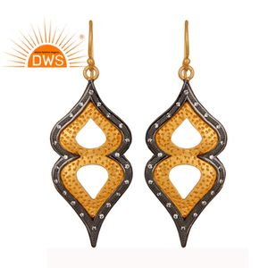 Boucles d'oreilles pendantes en zircon blanc 18k, bijoux fait à la main, en plaqué or 925, crochet en argent, création de bijoux, livraison gratuite - Product Image 1