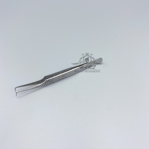 Pinzas de extensión de pestañas finas de 90 grados con agarre de diamante, pinzas de acero inoxidable con acabado plateado para extensión de pestañas, pinzas para pestañas - Product Image 4