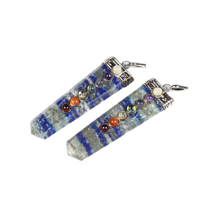 Pendentifs Chakra crayon plat Lapis Lazuli naturel personnalisé - Product Image 1