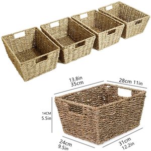 Ensemble de 4 paniers de rangement en jonc de mer, nouveauté, organisateur tissé à la main pour organisateur à domicile et de salle de bain de l'usine du vietnam - Product Image 2