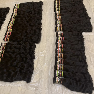 Venta al por mayor Raw Virgin Remy Human Hair Unwefted Bulk con Color Natural Double Drawn Indian Single Unit Bag Wave Style - Product Image 3
