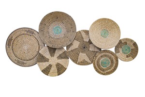 Juego redondo gris básico contemporáneo de placas de pared de algas marinas diseño personalizado cesta colgante de pared de bambú para decoración de arte del hogar - Product Image 5