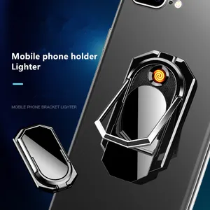 उन्नत अंगूठी मोबाइल फोन धारक यूएसबी चार्ज लाइटर रचनात्मक इलेक्ट्रॉनिक यूएसबी लाइटर