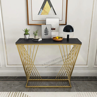 Table luxueuse d'entrée moderne, Table avec Console miroir et Hall d'hôtel en acier inoxydable, Table latérale de luxe