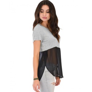 Camisetas con contraste sexy para mujer, camisetas grises con malla negra, la mejor camiseta para fiesta, material de alta calidad, estampado personalizado - Product Image 4
