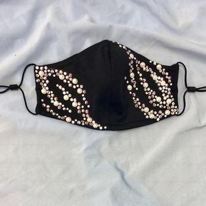 Masque facial à la mode pour femmes avec perles de cristal brodées et pierre de verre dernier accessoire de visage à la mode pour les fêtes - Product Image 1