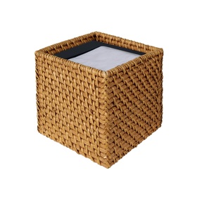 High quality bathroom tissue dispenser box rattan tissue box paper cover with logo