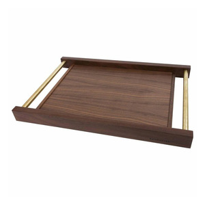 Plateau en bois de bambou, vente en gros grand plateau de service en bois de bambou de cuisine rectangulaire avec poignées en métal - Product Image 6