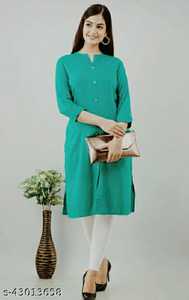 ชุดคุर्ติผ้าฝ้ายลายแฟนซี ดีไซน์เรียบง่าย คอเสื้อแบบแฟนซี แขนสั้น กระดุมไม้ มีกระเป๋าข้าง โดยรอยัล เอ็กซ์ปอร์ต - Product Image 5