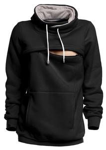 Sudadera con capucha para mujer embarazada, ropa para amamantar, con cremallera lateral larga, para lactancia materna - Product Image 3