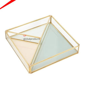 Plateau de service de luxe en verre écologique, avec poignées finis, plateau de décoration pour mariage, maison, hôtel - Product Image 3