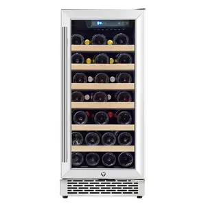 Classic 15 Inch Wine Cooler Refrigerators 33 Bottle Fast Cooling Low Noise And No Fog Wine Fridge With Professional Compressor