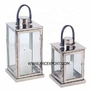 Ensemble unique de 2 lanternes de tailles différentes, polies miroir, nouveau design de décoration, métal massif, dernière norme de décoration antique - Product Image 1