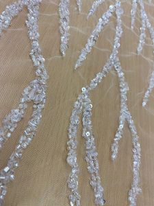 Tissus perlés à paillettes brodées en nylon écologique français de luxe pour mariage - Product Image 3