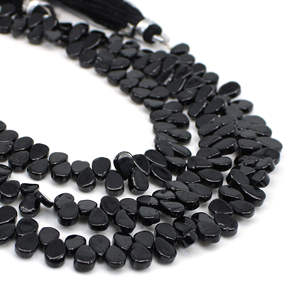 ธรรมชาติสีดำนิลพลอยลูกปัด7X5มิลลิเมตรลูกแพร์เรียบแบน7นิ้วสาระลูกปัดสร้อยคอ - Product Image 4