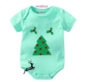 Otoño Navidad estampado bebé recién nacido mameluco venta al por mayor niños Santa dibujos animados suéter tela de bambú botón a presión compras en línea - Product Image 1