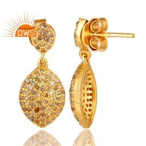 Wedding Wear Diamond <b>Earrings</b> for Bridal 18k Gold Plated Jewelry Manufacturer 925 <b>Silver</b> Dangle <b>Drop</b> <b>Earrings</b> - Product Image 3