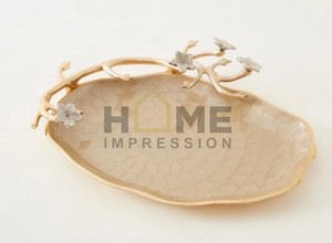 ถาดเสิร์ฟของบนโต๊ะโลหะเคลือบทองหรูหราทำด้วยมืออุปกรณ์ร้านอาหารสุดหรูใหม่สำหรับซัพพลายเออร์ขายส่ง - Product Image 6