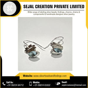 Indian 925 Sterling <b>Silver</b> Gemstone Earring <b>Wire</b> Unisex for Gifts or Parties - Product Image 2