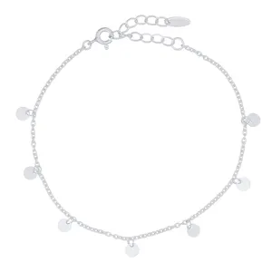 Sterling Silver Boho Disc Chain Bracelet Silver Jewelry Wholesale Silver Shaker Coin Bracelet for Women