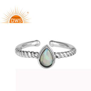 Zs — bague torsadée en argent Sterling anodisé, pour fille, bijou fait à la main, opale éthiopienne, en pierre précieuse, vente en gros - Product Image 1