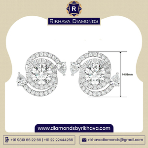 Boucles d'oreilles élégantes en or blanc 10 carats avec diamants Collection de designs fantaisie élégants par un fabricant en ligne pur et exquis - Product Image 3