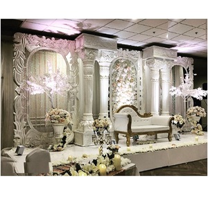 Décoration de scène de mariage indienne, décor moderne blanc, pour réception de mariage, tendance, 1 pièce - Product Image 1
