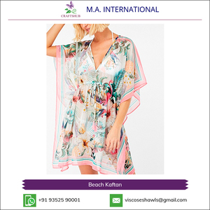 Latest New Arrival Printed Design Chiffon Material <b>Beach</b> <b>Kaftan</b> - Product Image 3