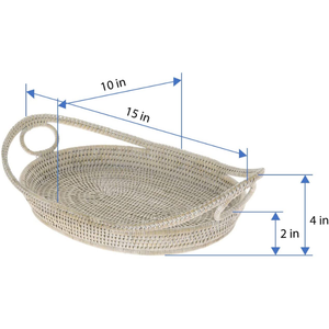 2022 nouveau Design Vintage rotin plateau de service avec poignée napperon plateau pour Table basse fruits en gros du Vietnam - Product Image 4