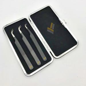 Pince à épiler d'extension de cils en acier inoxydable durable de qualité supérieure Diamond Grip Logo personnalisé Noir Forte courbe pointue - Product Image 6