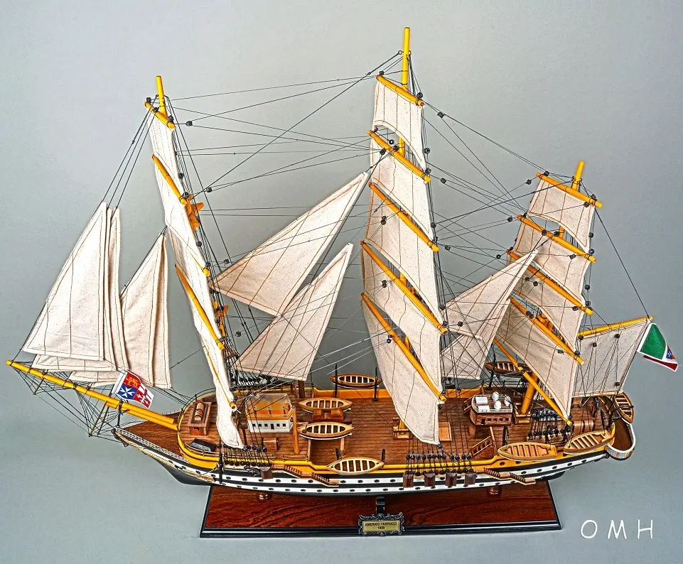 Amerigo-modelo de barco de madera para decoración del hogar, artesanía, Vespucci, CPF, 80cm de longitud, decoración náutica