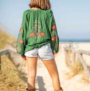 Blusa Elegante de Moda Ucraniana para Mujer, con Borlas Decorativas, Cuello con Lazo, Blusa Bordada de Clase, Top de Manga Larga para Mujer - Product Image 5