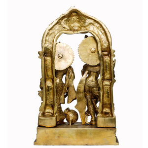 Statue en laiton de Radha Krishna |   Statue traditionnelle artisanale de haute qualité à des fins décoratives culturelles et religieuses - Product Image 2