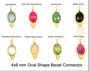 Labradorite จี้ตัวเรือนแฟนซีสีทอง,รูปทรงวงรีขนาด4X6มม. สีเงินสเตอร์ลิง - Product Image 5