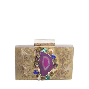 high quality stylish resin clutch bag for women and girls evening clutch bag at cheap price by LUXURY CRAFTS HOT SELLING IN GULF