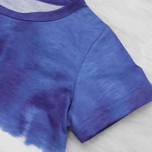 เสื้อยืดลำลองสำหรับเด็กผู้หญิงเสื้อยืดแขนสั้นพิมพ์ลายสีย้อมผ้าฝ้าย100% OEM ป้องกันเทคนิคเด็กๆแห้งเร็วระบายอากาศได้ดี - Product Image 4