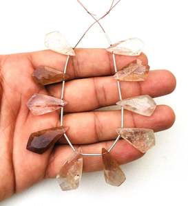 Perles de pierres semi-précieuses en rutile de cuivre naturel de haute qualité, 1 brin, 10 pièces, facettées, de forme fantaisie, magnifiques, pour bijoux - Product Image 3