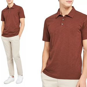 Polo en coton piqué de haute qualité, couleur marron, personnalisable OEM, nouvelle arrivée, pour hommes/garçons, 100% coton. - Product Image 6