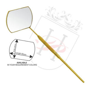 Espejo de extensión de pestañas redondo y Rectangular, Color dorado con mango de acero inoxidable, novedad - Product Image 2