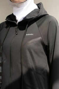 Tunique allongée en tissu extra extensible noir avec une capuche Jogging Suit Modeste Fashion Islamic Style Sportwear - Product Image 3