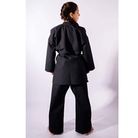 PIHA SPORTS Uniforme d'entraînement personnalisé pour femmes en noir Ninjutsu/Bujinkan/Karaté avec bande élastique et fermeture à lacets