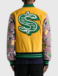 Chaqueta de lana con diseño de diamantes de dólar para hombre, chaqueta masculina personalizada con bordado, HIVJ224 - Product Image 2