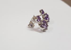 Boucles d'oreilles fines en or blanc plaqué rhodium avec diamant 14K Style ethnique classique fête de mariage fiançailles anniversaire cadeau améthyste - Product Image 4