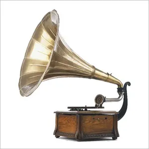 Fabricante de gramophone quadrado de bronze vintage e expositor