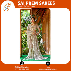 ผ้าส่าหรีสำหรับผู้หญิงผ้าฝ้ายสีชมพูออกแบบสำหรับปาร์ตี้ในโอกาสพิเศษ - Product Image 3