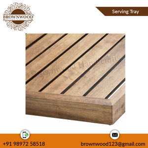 Bandeja para servir de madera de mango macizo hecha a mano de forma hexagonal elegante vajilla para el hogar y el café a precio mayorista hecha en la India - Product Image 4