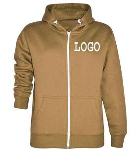 Meilleure qualité personnalisé hommes 100% coton polaire à capuche fermeture éclair longue longueur avec motif solide doublé conception imprimé Logo en gros - Product Image 2