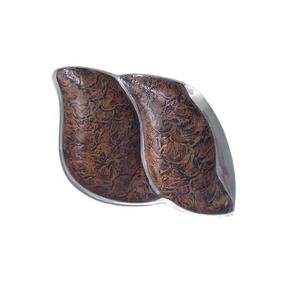 Cuenco de aluminio estilo Feng Shui de dos compartimentos, cuenco de Metal para servir ensalada de imitación de cuero esmaltado seguro para alimentos - Product Image 1